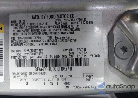 2018 Ford Fusion Hybrid S z USA, uszkodzony, nr VIN 3FA6P0UU0JR100710